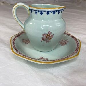 Adams Calyx Ware Creamer and Saucer Vintage Floral Unusual